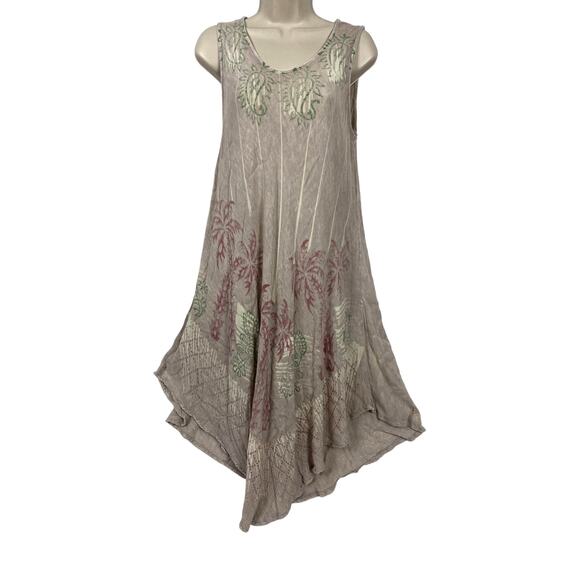 Jessica Howard Dresses & Skirts - Vintage Jessica Taylor Dress 2X Beige Paisley Tropical Coastal Beachy Grunge Y2K